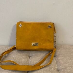Mustard Yellow French Crossbody Bag with Metal Accents